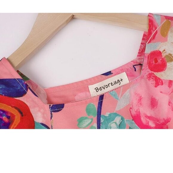 Bevorzugt Floral Printed Dresses with Bowknot Short Sleeve Easter Spring - Picture 2 of 8